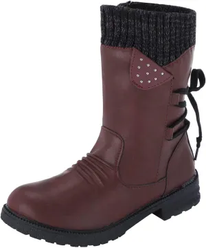 Womens Snow Boots Knit Calf Waterproof Winter Boots Non-slip Fuzzy Fur Booties Lightweight Slip on Ankle Boots Comfortable Winter Shoes Trekking Shoes